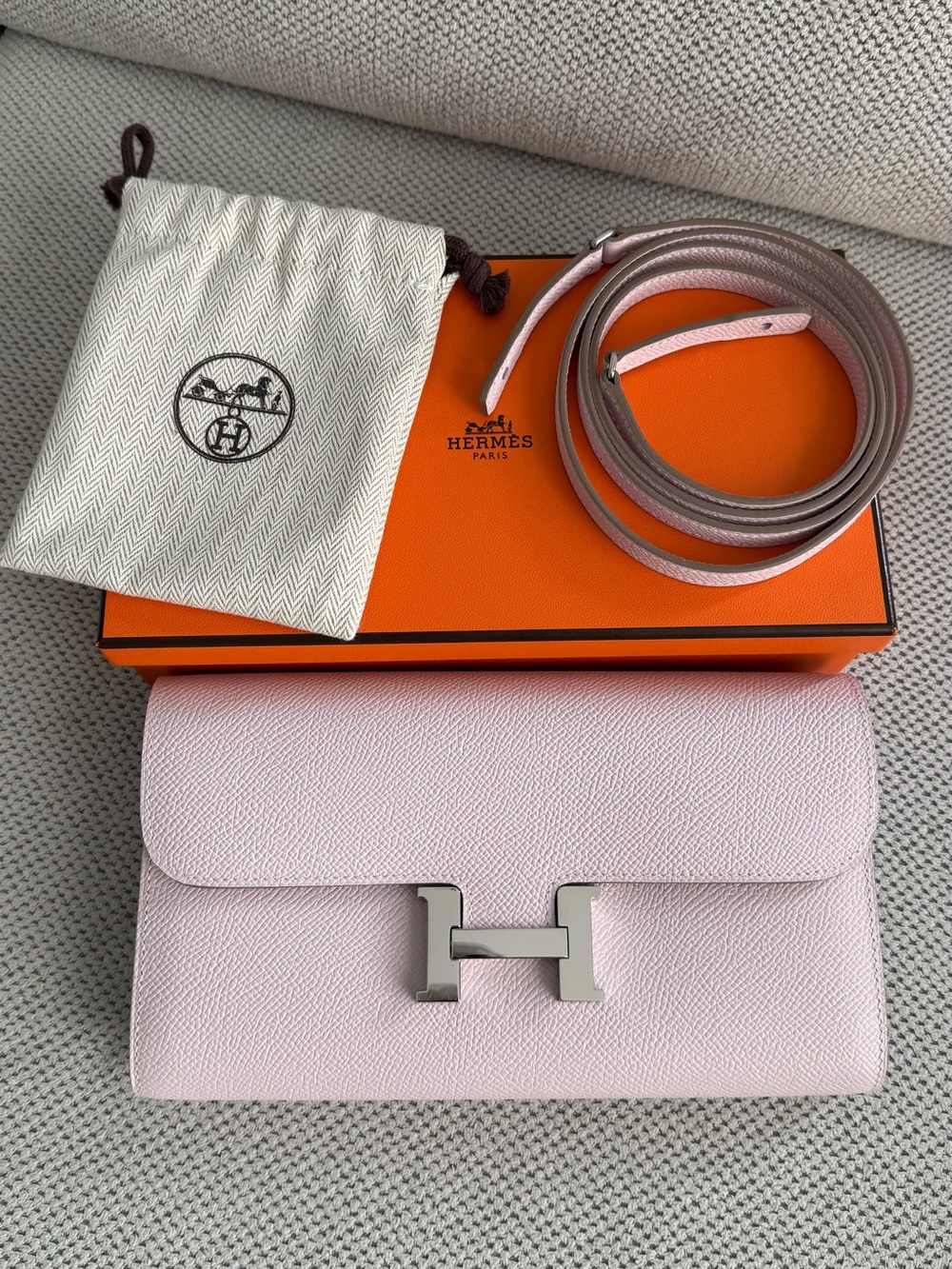 Authentic Hermes Constance To Go Mauve Pale Epsom